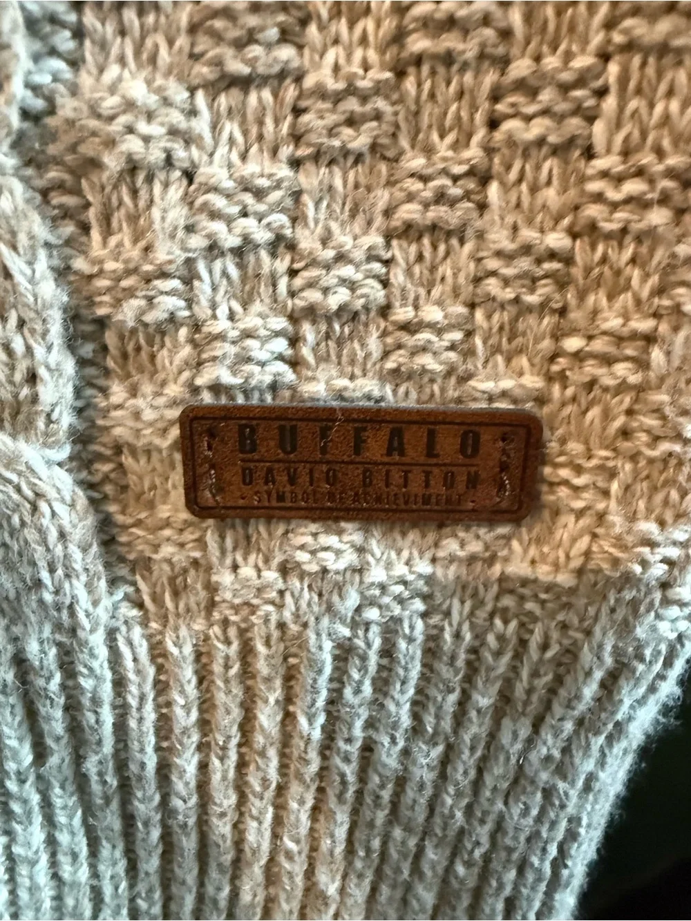 Buffalo David Bitton Men's Cable Knit V-Neck Sweater - Light Gray